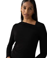 Sanctuary Women's Asymmetrical-Neck Long-Sleeve Top