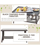 Sugift 4 Pieces Outdoor Rattan Conversation Set with Protective Cover