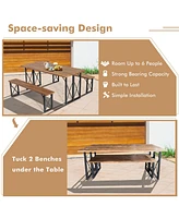 Sugift 6-Person Outdoor Patio Dining Table Set with 2 Inch Umbrella Hole