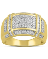 Men's Diamond Cluster Ring (1/2 ct. t.w.) 18k Yellow Gold-Plated Sterling Silver (Also Silver)