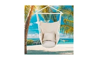 Slickblue Distinctive Cotton Canvas Hanging Rope Chair with Cushions for Relaxation and Stylish Decor