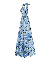 Milla Women's Blue Hydrangea Strapped Maxi Dress