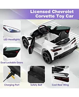 Hongge 12V Electric Kids Ride On Car Licensed Chevrolet Corvette C8 with Remote Control Ages 3+ Years Old