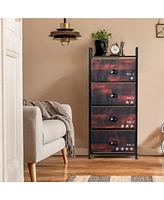 Sugift Industrial 4 Fabric Drawers Storage Dresser with Fabric Drawers and Steel Frame