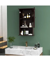 Sugift Bathroom Wall Mount Storage Cabinet Single Door with Height Adjustable Shelf-Rustic Brown