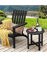 Sugift 18 Inch Round Weather-Resistant Adirondack Side Table-Black