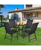 Sugift 4-Pack Patio Folding Chairs Portable for Outdoor Camping-Black