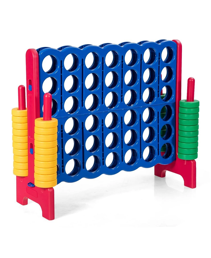 Sugift Jumbo 4-to-Score Giant Game Set with 42 Jumbo Rings and Quick-Release Slider-Red