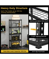 Sugift 5-Tier Heavy Duty Wire Storage Racks with Anti-slip Foot Pad-Black