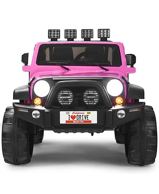 Sugift 12V 2-Seater Ride on Car Truck with Remote Control and Storage Room-Pink