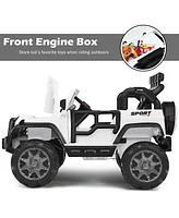 Sugift 12V 2-Seater Ride on Car Truck with Remote Control and Storage Room-White