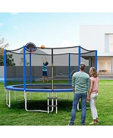 Sugift Outdoor Recreational Trampoline with Enclosure Net-12 ft