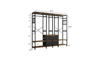 Slickblue Set of 2 Heavy-Duty Metal Wardrobe Storage Racks with Clothes Rack, Multiple Shelves, and Non-Woven Drawers, Black