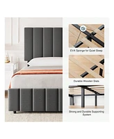 gaomon Bed Frame With 4 Storage Drawers And Adjustable Headboard, Linen Upholstered Platform Bed Frame With Wooden Slats Support