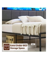 gaomon Bed Frame With 2-Tier Storage Headboard, Upholstered Platform Bed Frame With 2 Storage Drawers, Built In Charging Station & Led