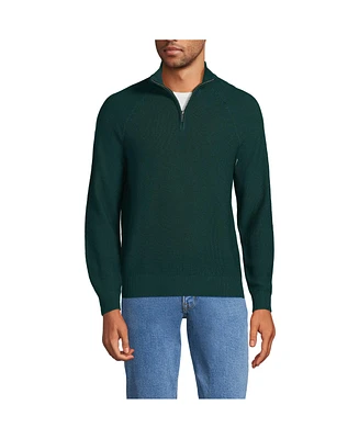 Lands' End Men's Long Sleeve Washable Merino Wool Quarter Zip Sweater