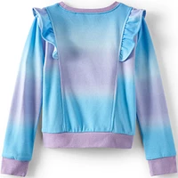 Lands' End Big Girls Plus Long Sleeve Cozy Ruffle Sweatshirt Top