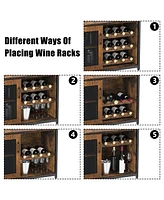 gaomon 3-Tier Wine Bar Cabinet with Led Lights, Detachable Wine Rack and Storage Space,Retro