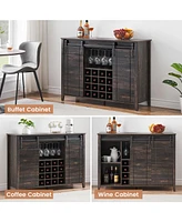gaomon Farmhouse Coffee Bar Cabinet with Storage, 47 Wine Bar Cabinet with Sliding Barn Door