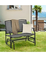 Sugift Iron Patio Rocking Chair for Outdoor Backyard and Lawn-Gray