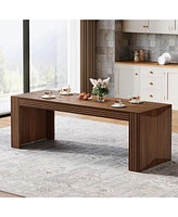 Tribesigns Farmhouse Dining Table for 6-8 People, 78.7-Inch Rectangular Wood Dining Table, Rustic Kitchen Table with Heavy Duty Wood Legs for Dining R