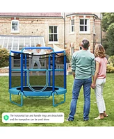 Gymax 5FT Kids 3-in-1 Game Seamless Trampoline W/ Enclosure Net Spring Pad In/ Outdoor