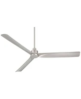 Casa Vieja 60" Sailplane Modern Industrial Indoor Outdoor Ceiling Fan 3 Blade Remote Control Silver Finish Blades Bedroom Patio Living Room Kitchen Po