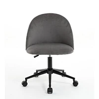 Velvet fabric office chair Desk Chair, Mid-Back Adjustable Swivel Computer Chair with Black Legs, Modern Upholstered Desk Chair with Wheels
