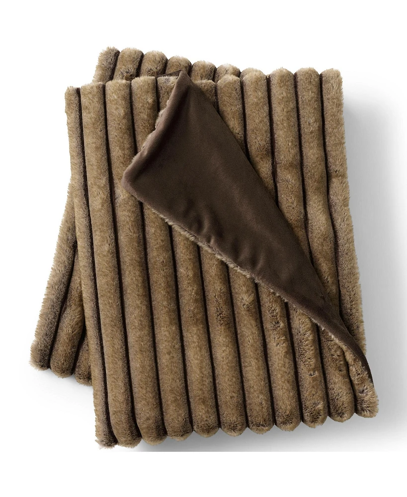 Lands' End Channel Stitch Faux Fur Throw Blanket