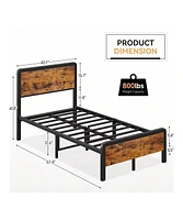 gaomon Twin/Full/Queen Platform Bed Frame With Wooden Headboard And Footboard, Sturdy Metal Slat Support, Mattress Base