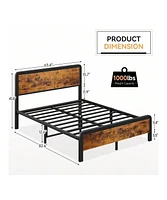 gaomon Twin/Full/Queen Platform Bed Frame With Wooden Headboard And Footboard, Sturdy Metal Slat Support, Mattress Base