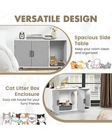 Gouun Cat Litter Box Enclosure Furniture with Removable Mat