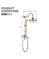 Mondawe Brushed Gold Shower Faucet with 2-Function 8 Inch Rainfall Shower Head