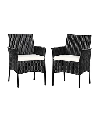 Gouun 2 Pieces Patio Wicker Chairs with Cozy Seat Cushions