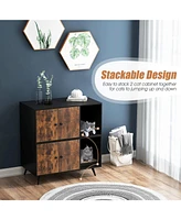 Gouun Cat Litter Box Enclosure with Double Door Cabinet