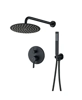 Mondawe Matte Black 10 Inch Round Bathroom Shower Combo Set