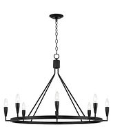 Possini Euro Design Covey Semi Gloss Black Ring Chandelier Lighting 35 3/4" Wide Modern Tapering Candles 8-Light Fixture for Dining Room House Foyer K