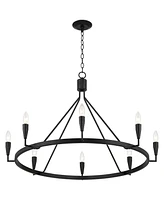 Possini Euro Design Covey Semi Gloss Black Ring Chandelier Lighting 35 3/4" Wide Modern Tapering Candles 8-Light Fixture for Dining Room House Foyer K