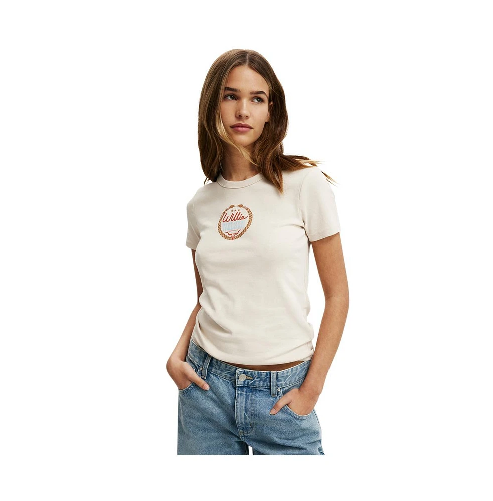 Cotton On Women's Fitted Lcn Graphic Longline Tee