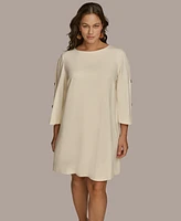 Donna Karan New York Plus Boat-Neck Embellished-Slit-Sleeve Dress