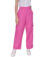 Karl Lagerfeld Paris Women's Linen-Blend Straight-Leg Cargo Pants