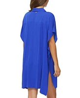 Raisins Juniors' Vacay Button-Front Cover-Up Tunic Shirt