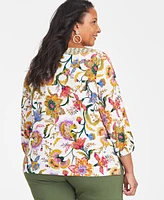 Jm Collection Plus Printed Top, Exclusively at Macy's