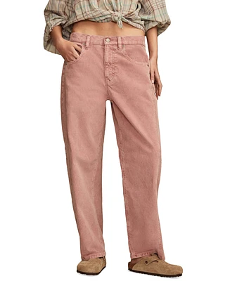 Lucky Brand Women's Mini Corduroy Barrel-Leg Jeans