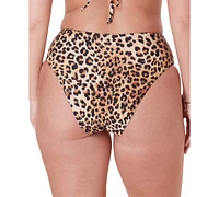 Women's '90s Leopard-Print High-Waist High-Cut Cheeky Bikini Bottoms