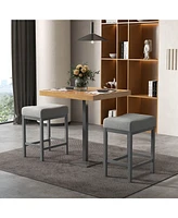 Costway 24.5" Bar Stool Set of 2 with Solid Rubber Wood Frame Humanized Footrest Kitchen