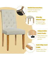 Gymax 4PCS Upholstered Dining Chair High Back Armless Chair w/ Wooden Legs Beige