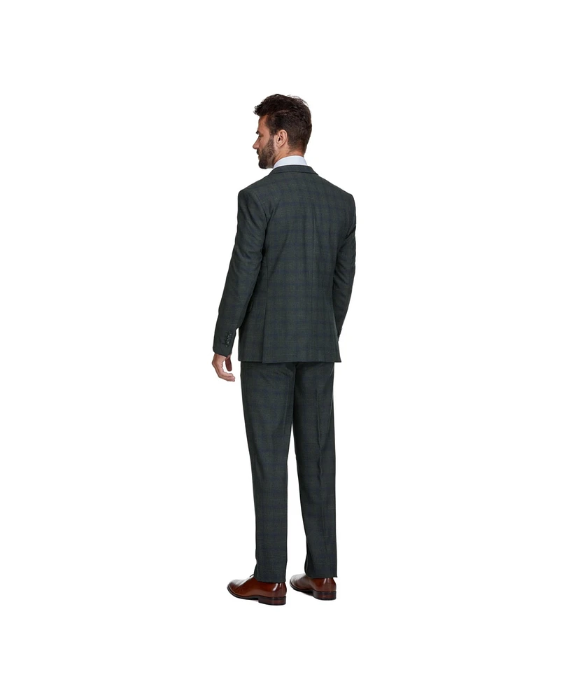 Gino Vitale Men's Slim Fit 3-Piece Checkered Plaid Suit