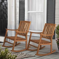 Jonathan Y Penny Classic Slat Back Acacia Wood Patio Outdoor Rocking Chair
