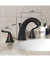 Lovmor 2-Handles Matte Black Bathroom Faucet with Pop-Up Drain and Water Supply Lines